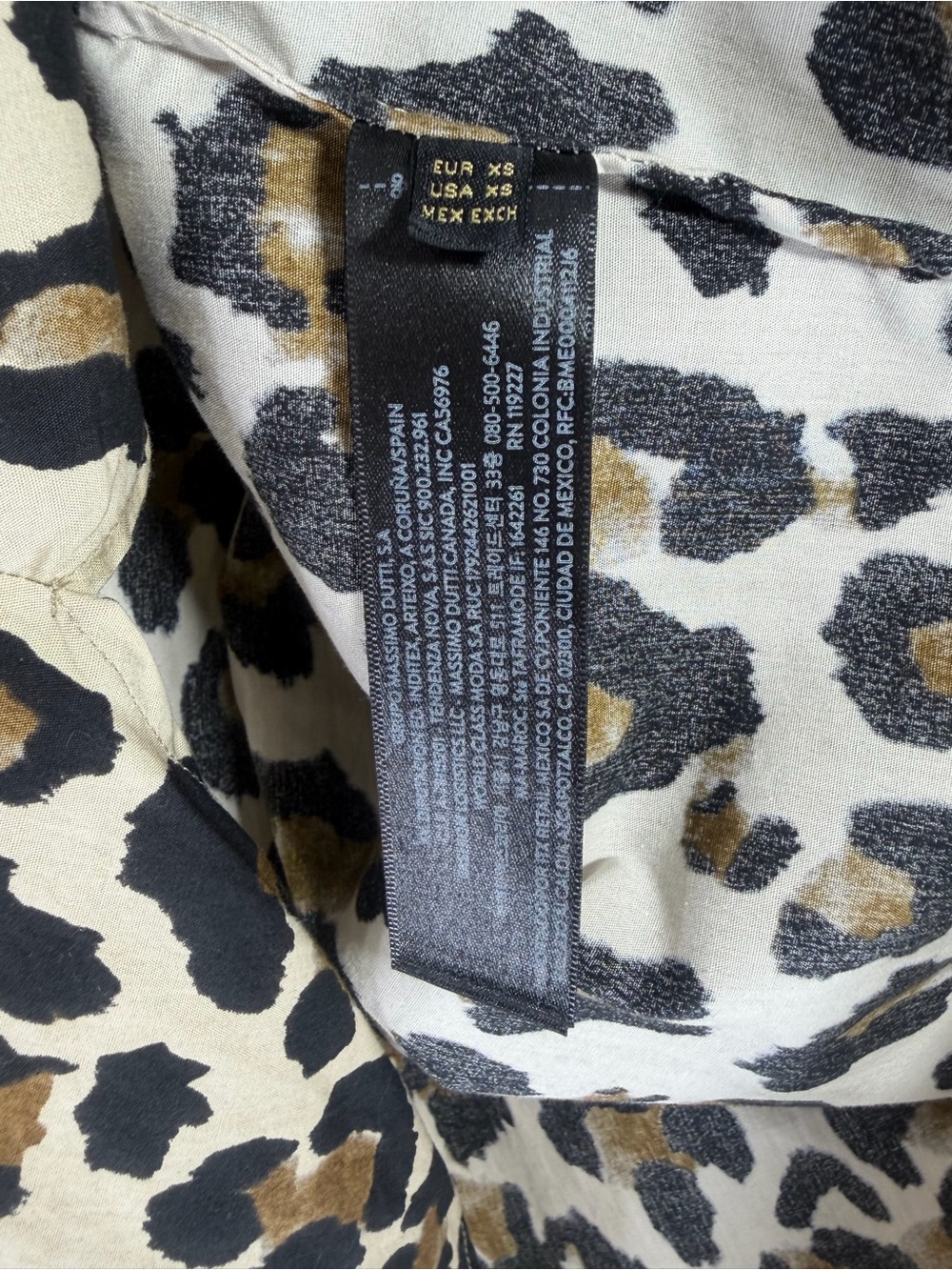 MASSIMO DUTTI Leopard Print Button-Up Shirt - Cream, Black & Brown XS - Picture 10 of 13
